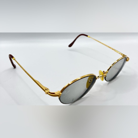 Vintage Vuillet Vega Prestige 386 Gold Oval Half-Rim Sunglasses Frames Only - Picture 1 of 8